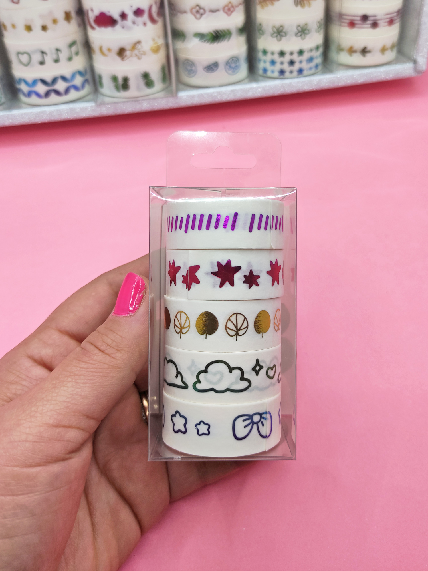 Renkli Yaldızlı Vintage Washi Tape Bant Yapışkanlı Maskeleme Kağı