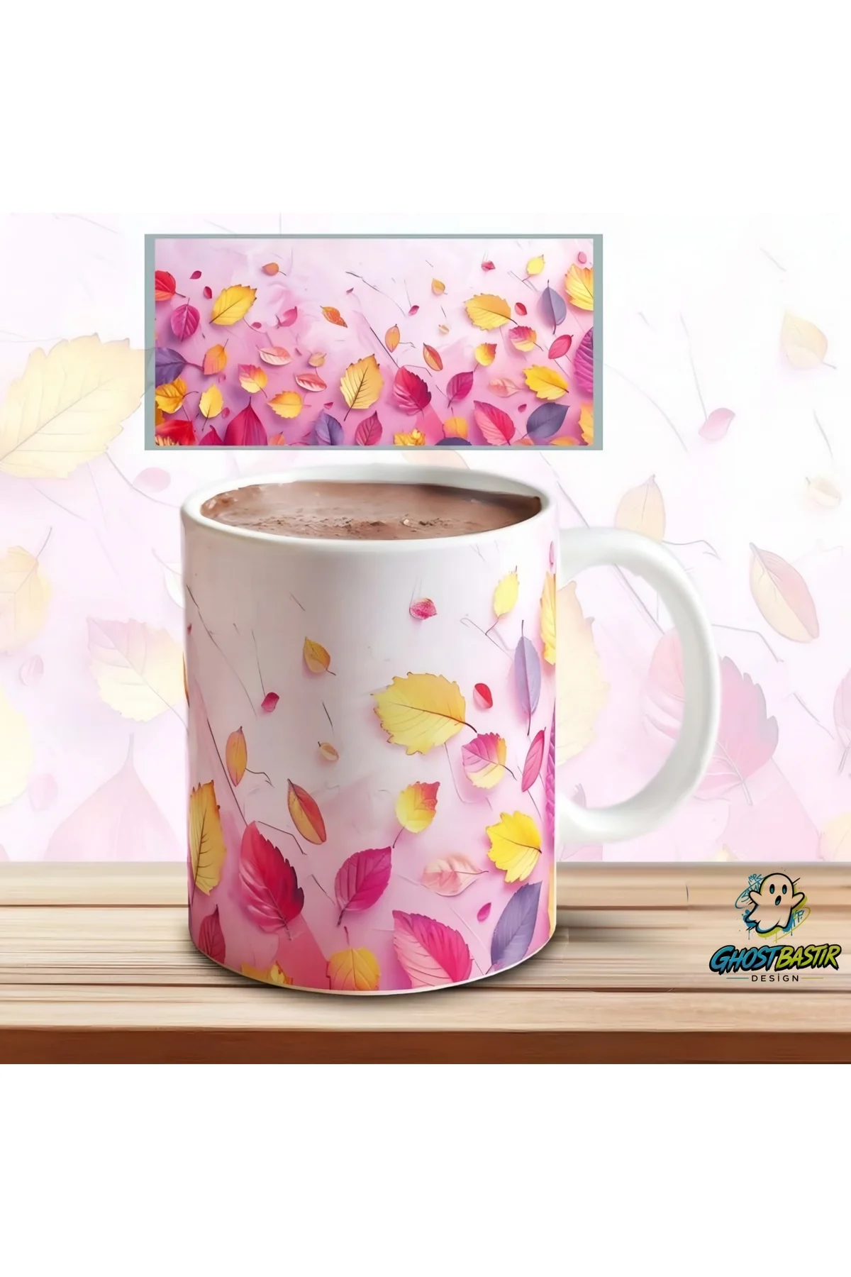 Renkli Yapraklar Kupa Bardak | Tek Adet K0664 Renkli Yapraklar Kupa Bardak | Tek Adet K0664