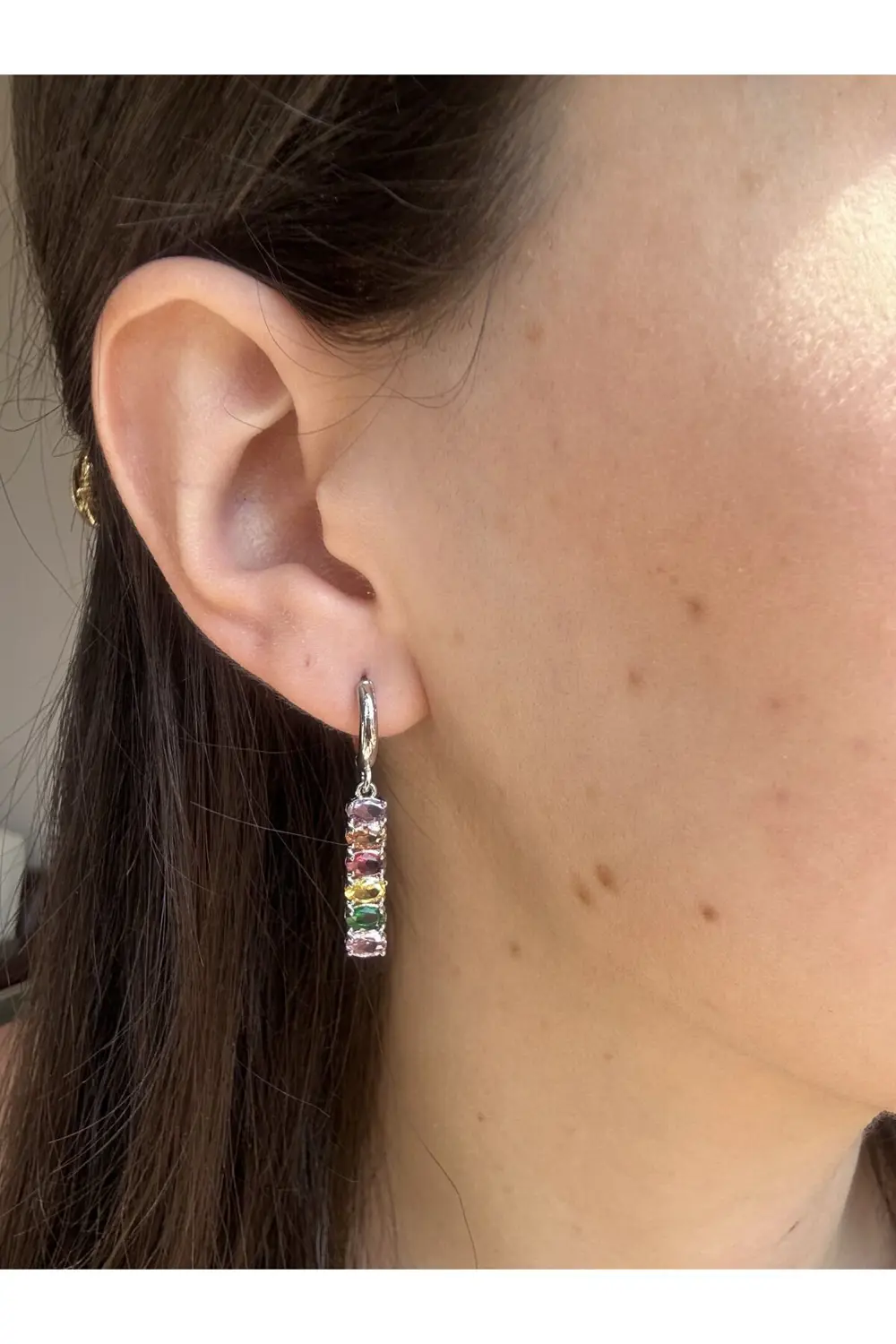 Atelier Emine Renkli Zirkon Charm Küpe