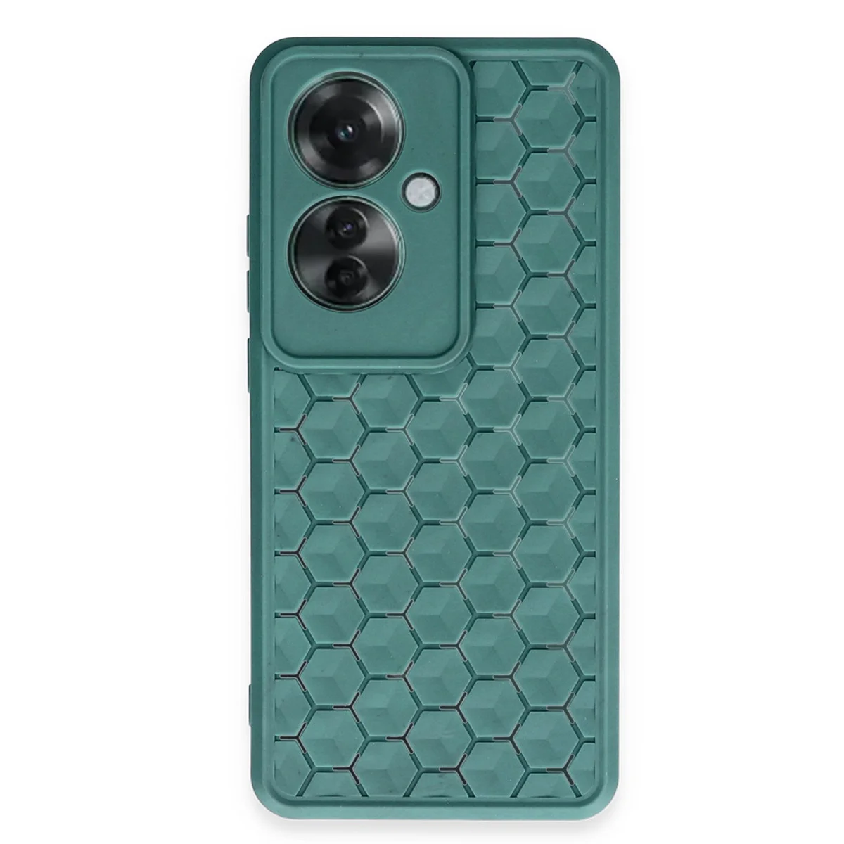 Reno 11F Silikon Telefon Kılıfı - Petek Desen Koyu Yeşil