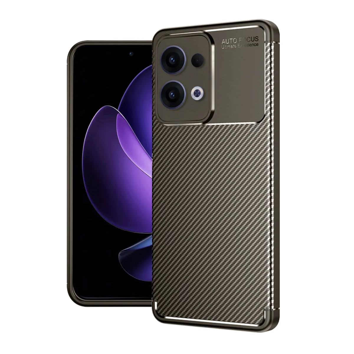 Reno 13 Pro Auto Focus Karbon Fiber Kılıf - Kahverengi ve Ekstra Koruma