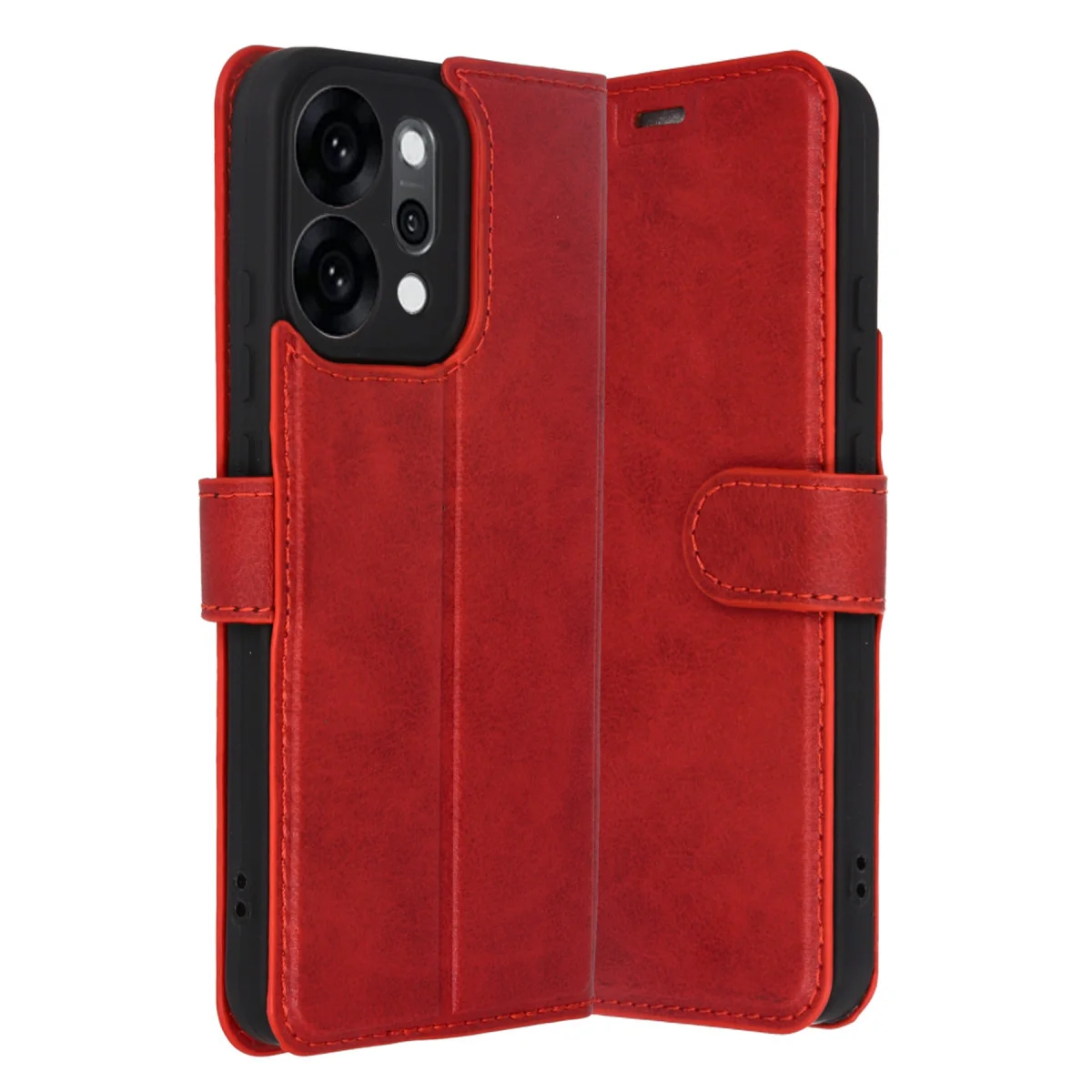 Reno 14 Trend S Plus Kapaklı Kılıf ve Stand - Kırmızı