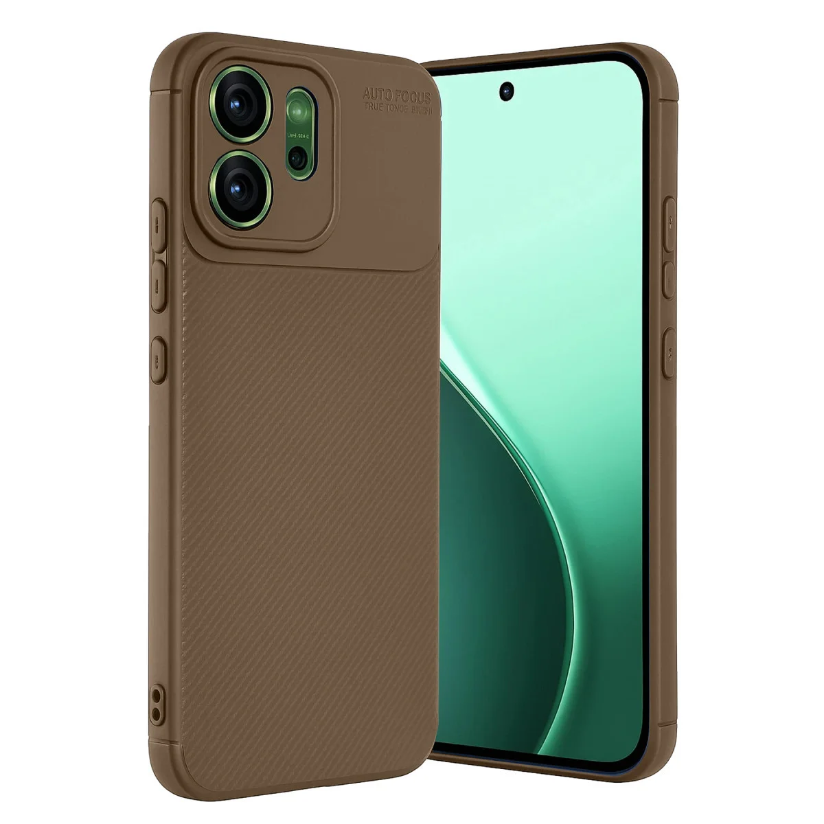 Reno 14F Auto Focus Karbon Kapak - Kahverengi, Şık ve Darbe Korumalı Telefon Kılıfı