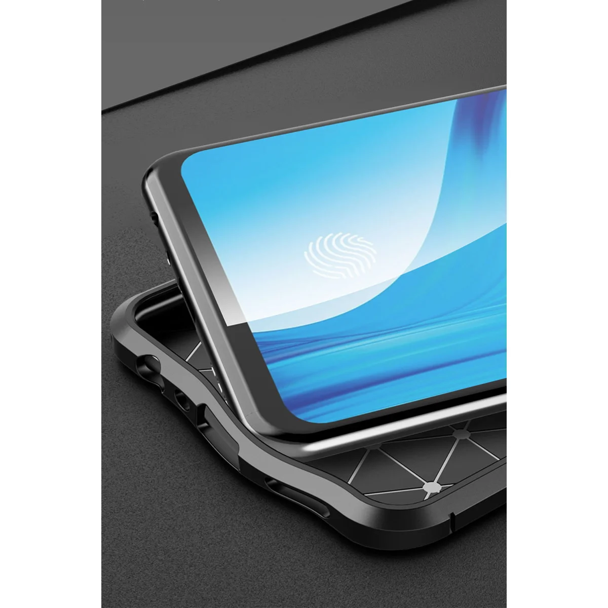 Reno 4 Lite Auto Focus Deri Kılıf - Lacivert Premium Telefon Kılıfı