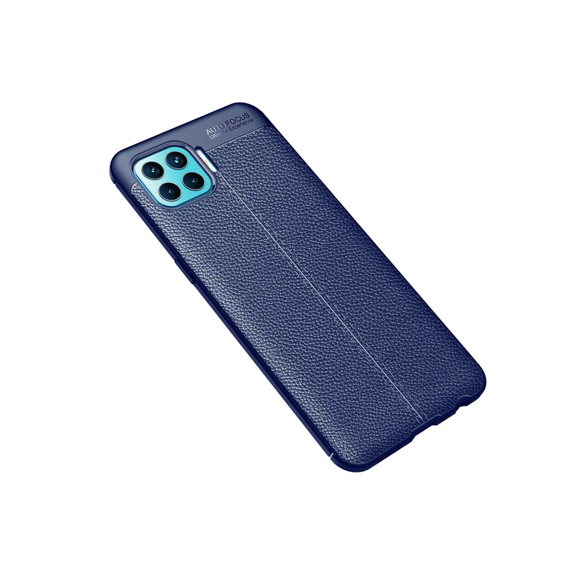 Reno 4 Lite Auto Focus Deri Kılıf - Lacivert Premium Telefon Kılıfı