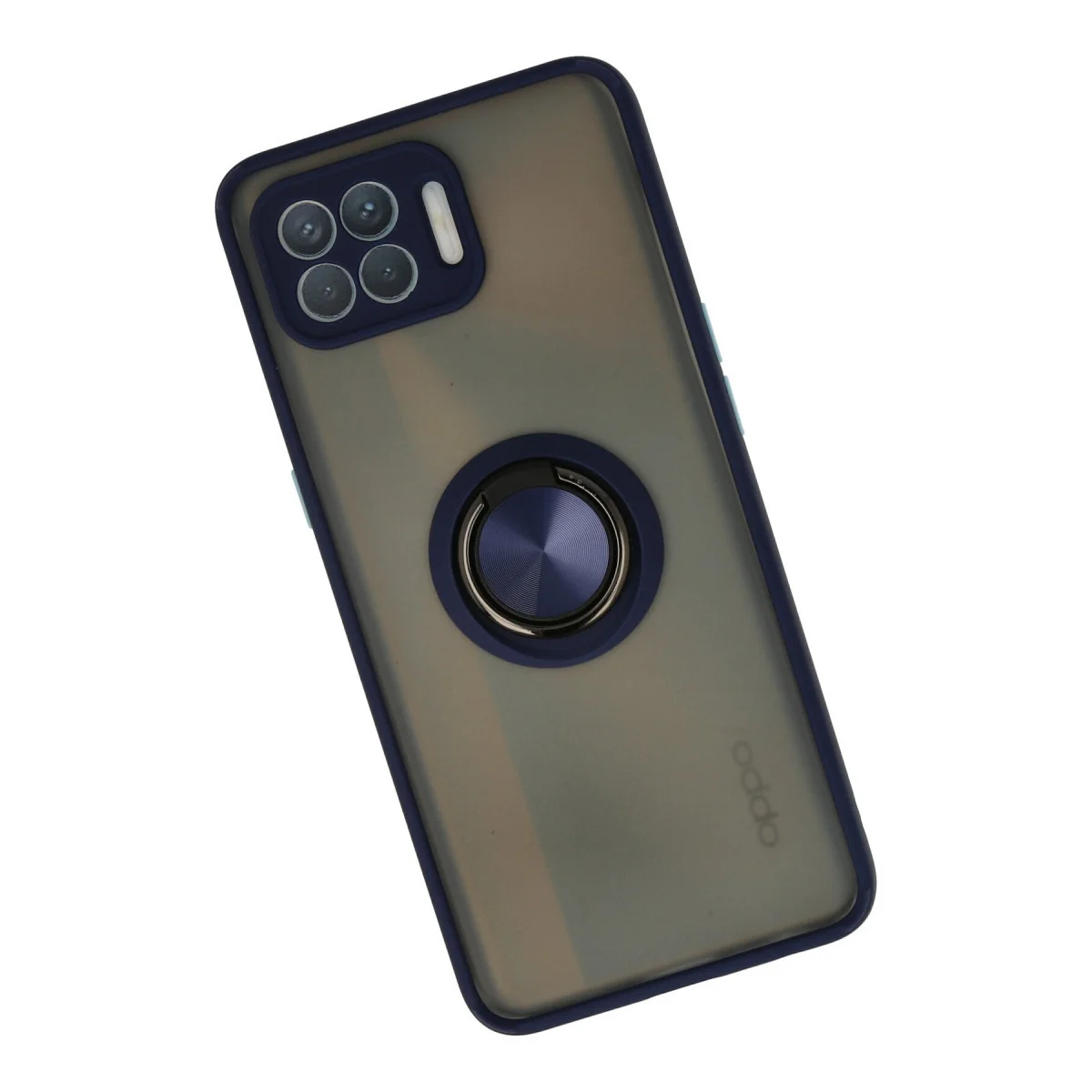 Reno 4 Lite Montreal Yüzüklü Silikon Kılıf - Lacivert, Maksimum Koruma ve Metal Stand Özelliği