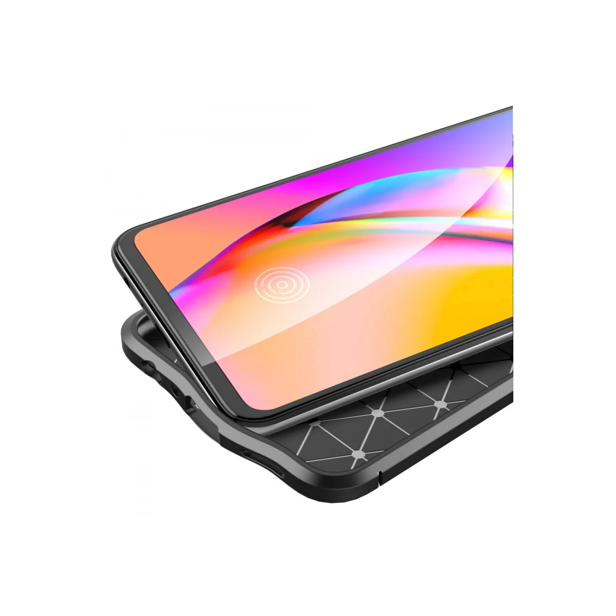 Reno 5 Lite Auto Focus Kılıf - Kırmızı Deri Dokulu Premium Korumalı Kılıf
