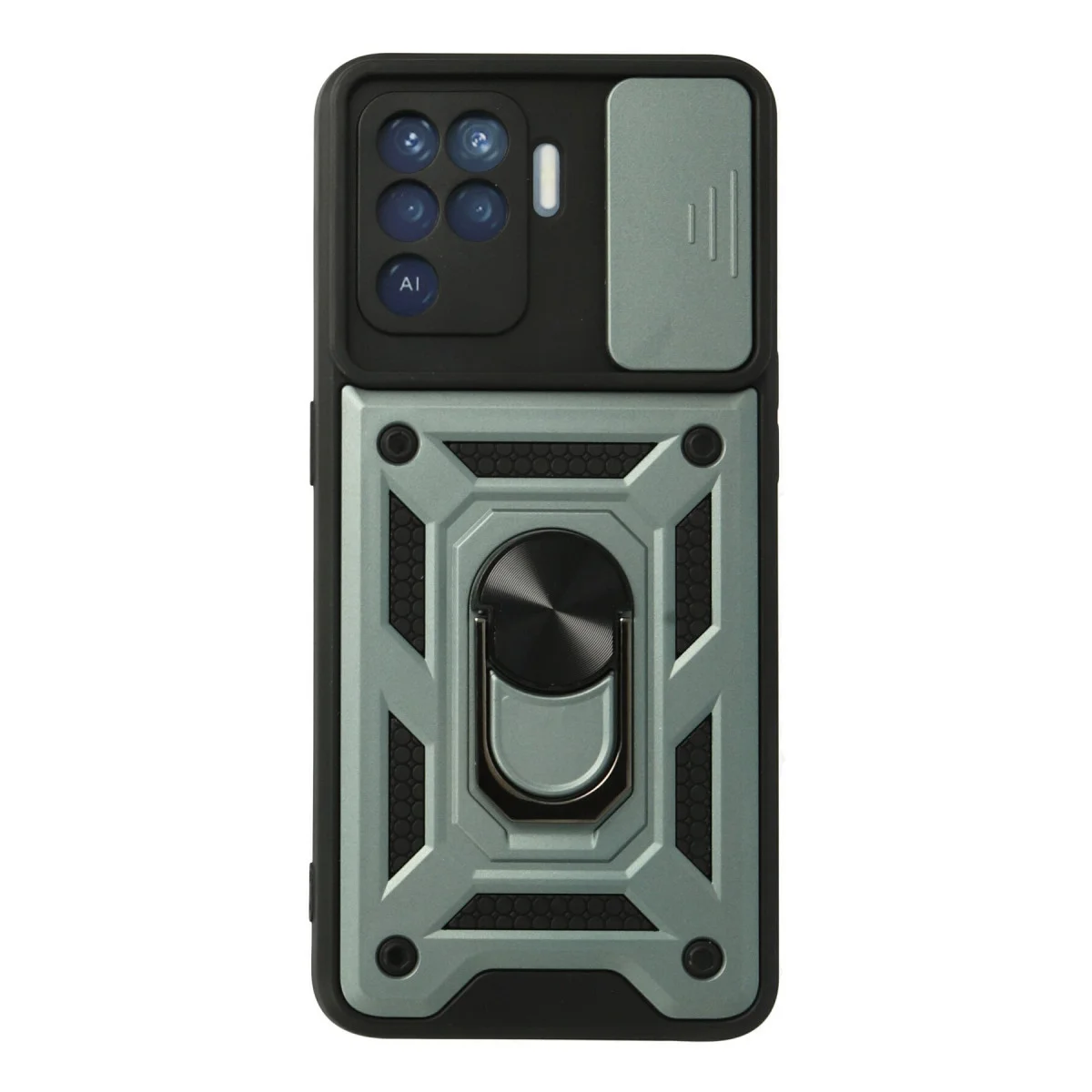 Reno 5 Lite Premium Silikon Kılıf ve Lens Kapağı - Yeşil