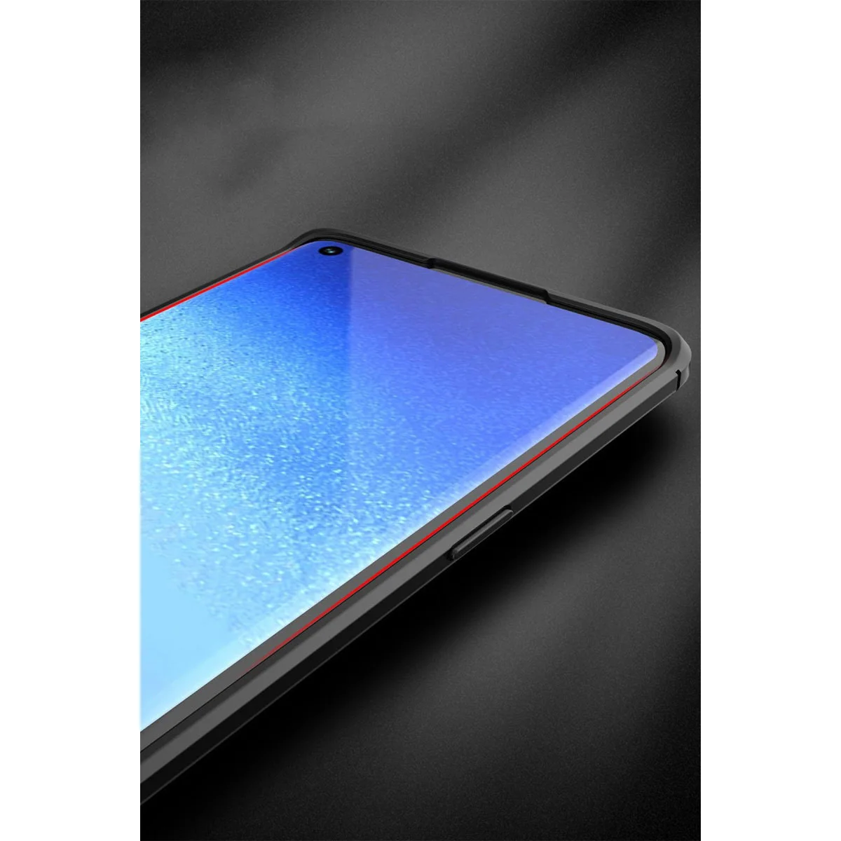Reno 5 Pro Kılıf Auto Focus - Lacivert Deri Dokulu Korumalı