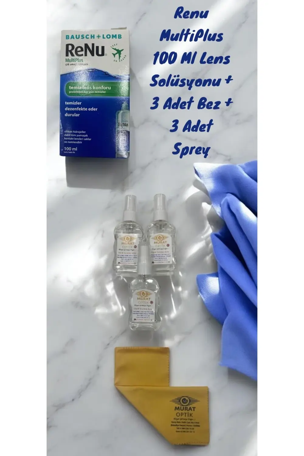 Renu Multiplus 100 ml Lens Solüsyonu Ve 3'lü Gözlük Temizleme Kit