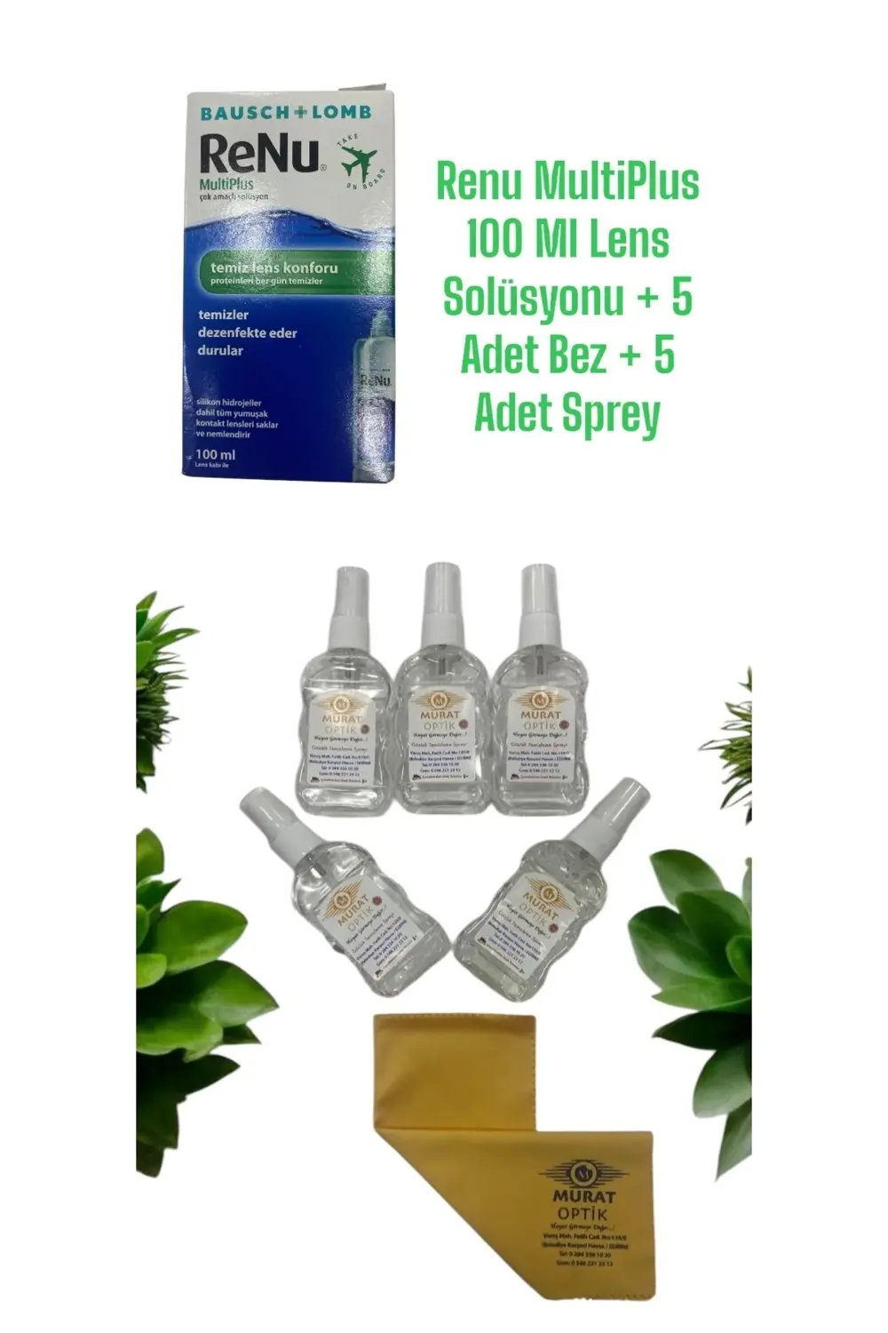 Renu Multiplus 100 ml Lens Solüsyonu Ve 5'li Gözlük Temizleme Kit