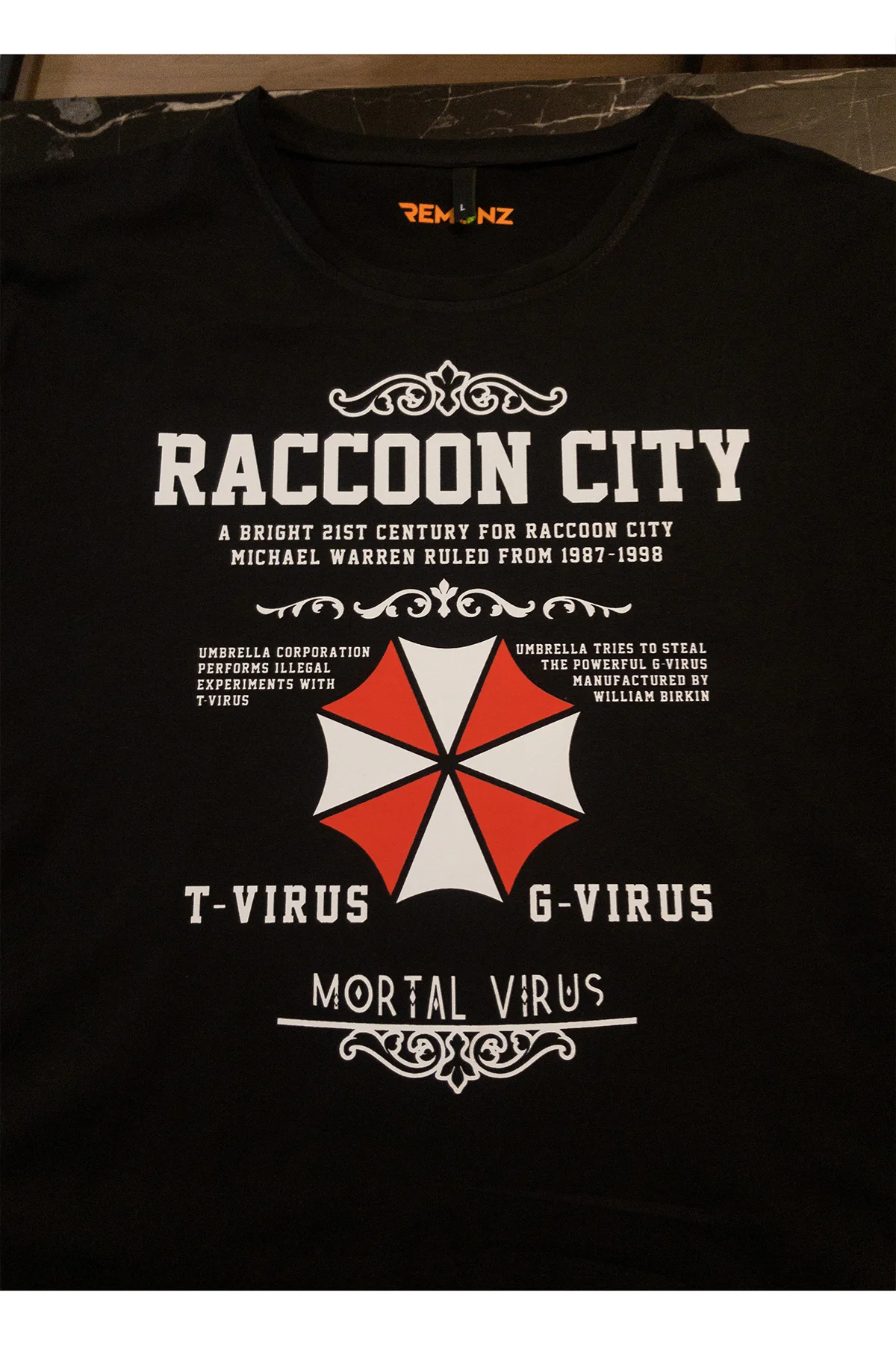 Resident Evil Baskılı %100 Pamuk Oversize Siyah T-shirt