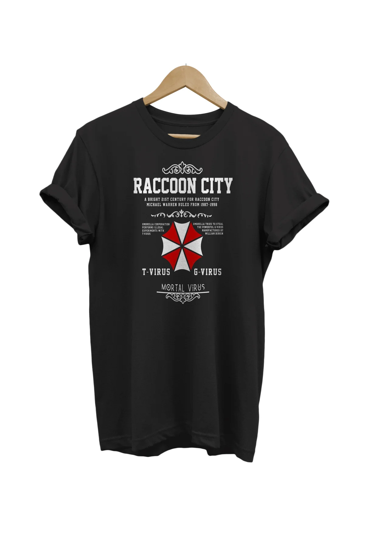 Resident Evil Baskılı %100 Pamuk Oversize Siyah T-shirt
