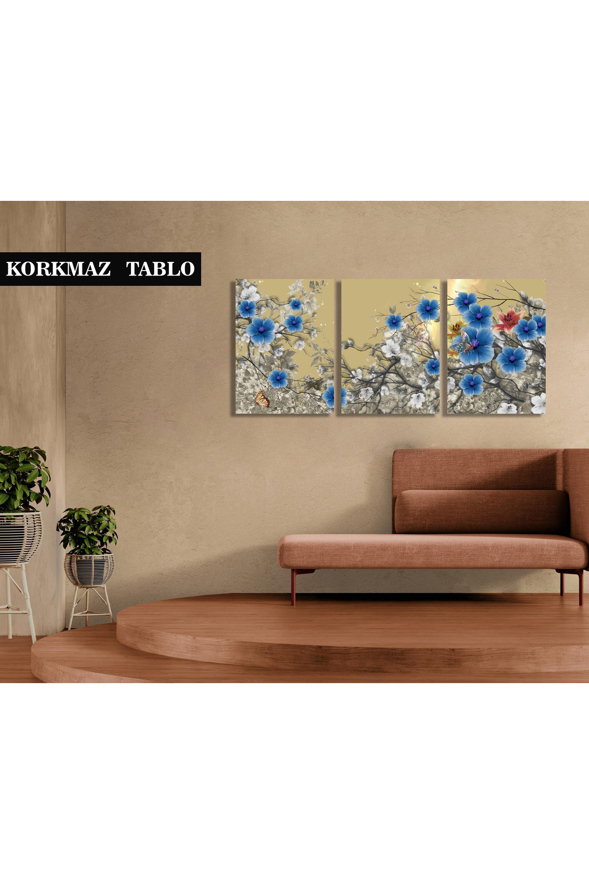 Korkmazkanvas Resim Koleksiyonu Modern Soyut Sanat Renkli Çiçekler Boyama, 3'Lü