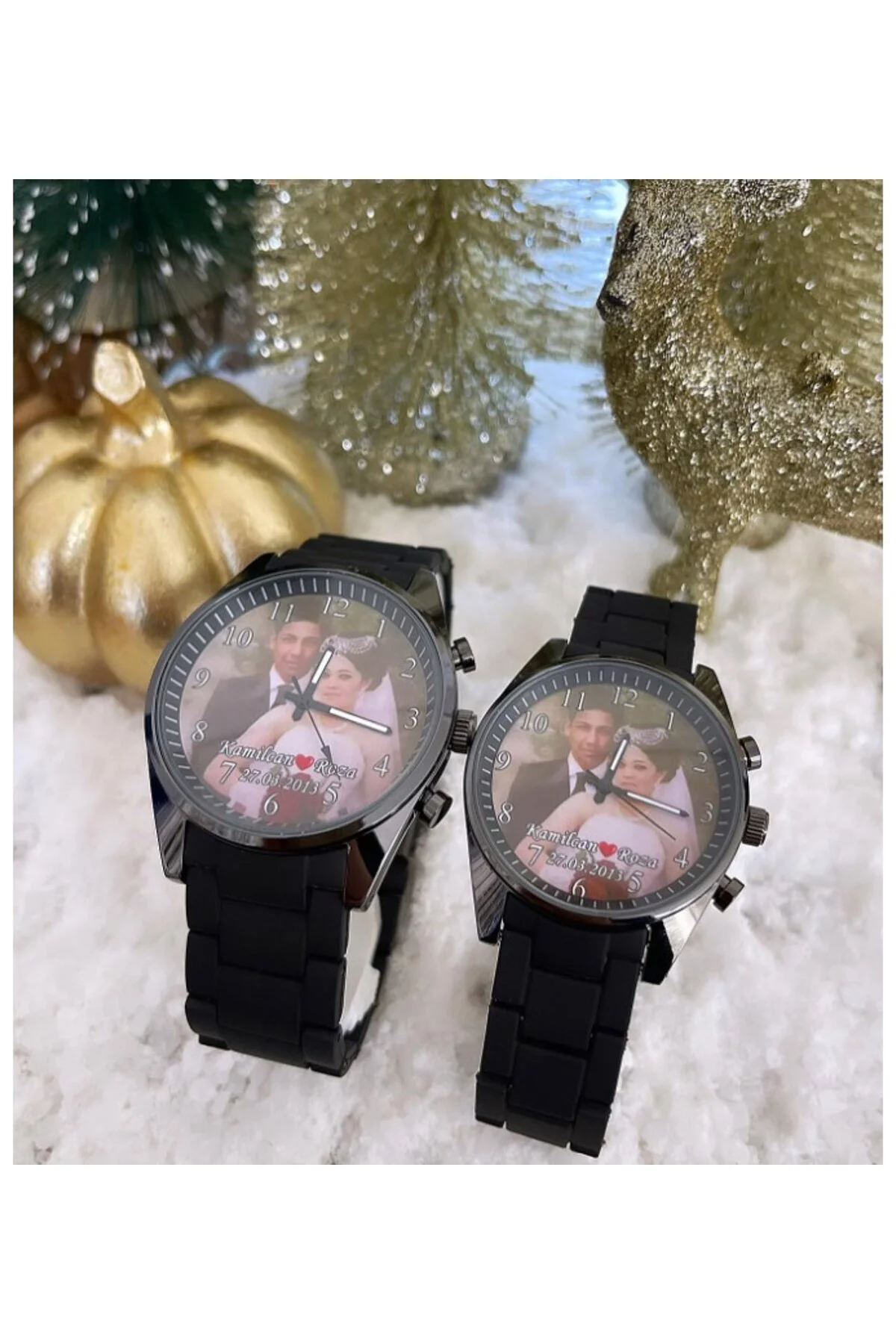 Resimli Kişiye Özel Kol Saati 2 adet Erkek Kadın Sevgiliye Hediye