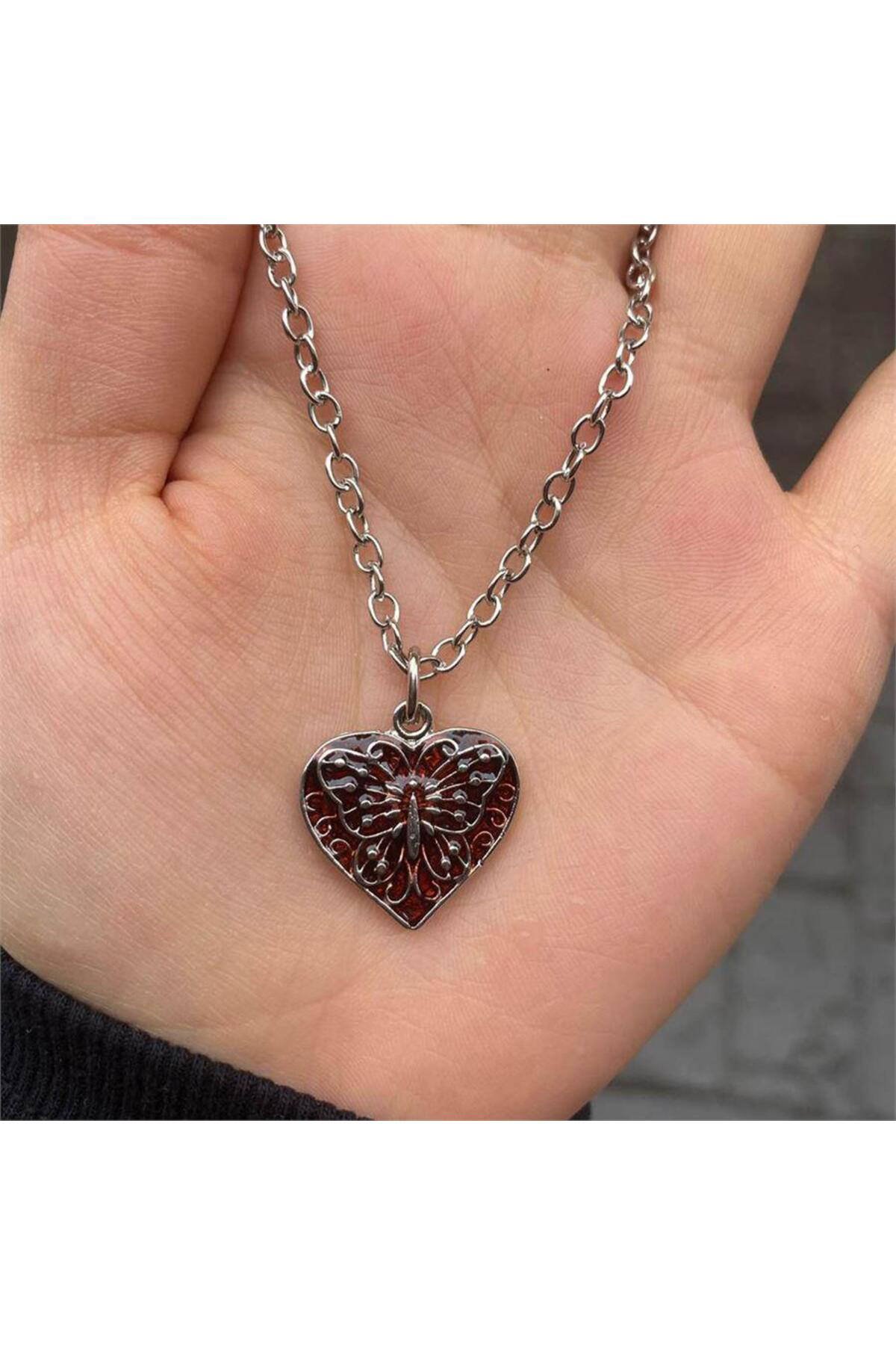 Resinous Heart Butterfly Kolye