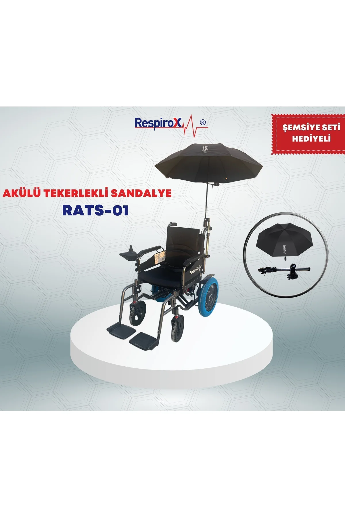 RESPİROX RATS-01 AKÜLÜ TEKERLEKLİ SANDALYE - ŞEMSİYE SETİ HEDİYELİ Fiyatı, Yorumları ve Özellikleri