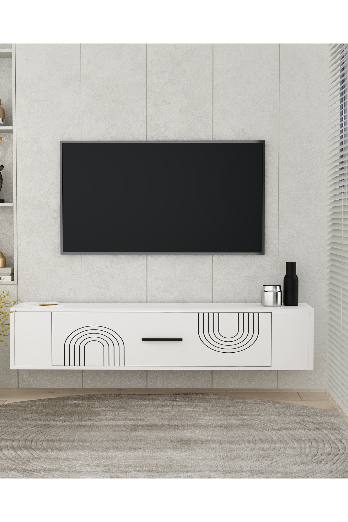 Cantek Dizayn Restol2ct Duvara Montaj Tv Sehpasi Beyaz-Beyaz