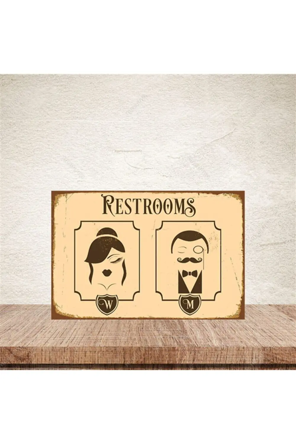 Restrooms 20-30 Cm Retro Ahşap Poster