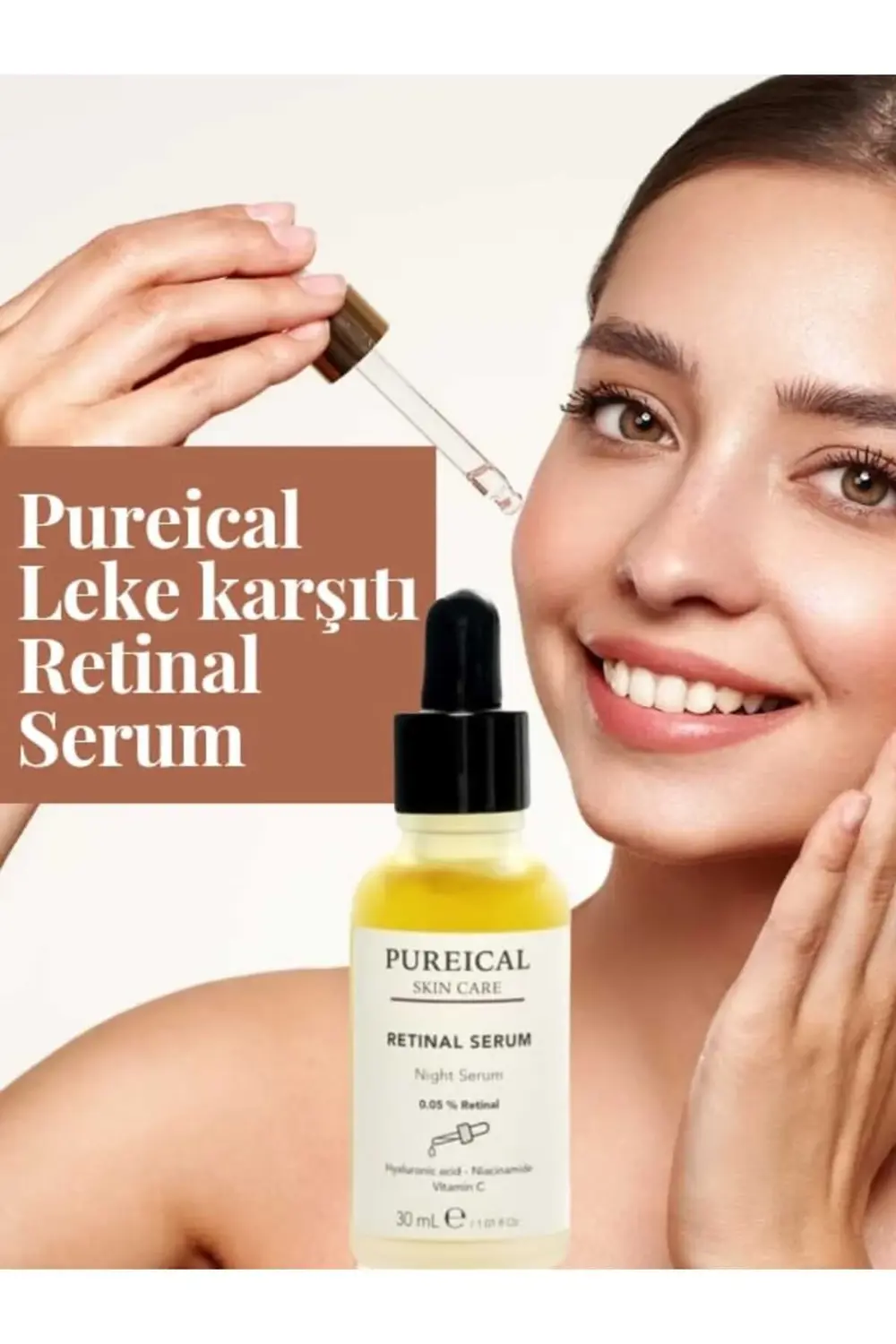Retinal Serum, Leke Karşıtı, Hyaluronik Asit, Niacinamide, %0,05 Retinal Gece Serumu 30 mL