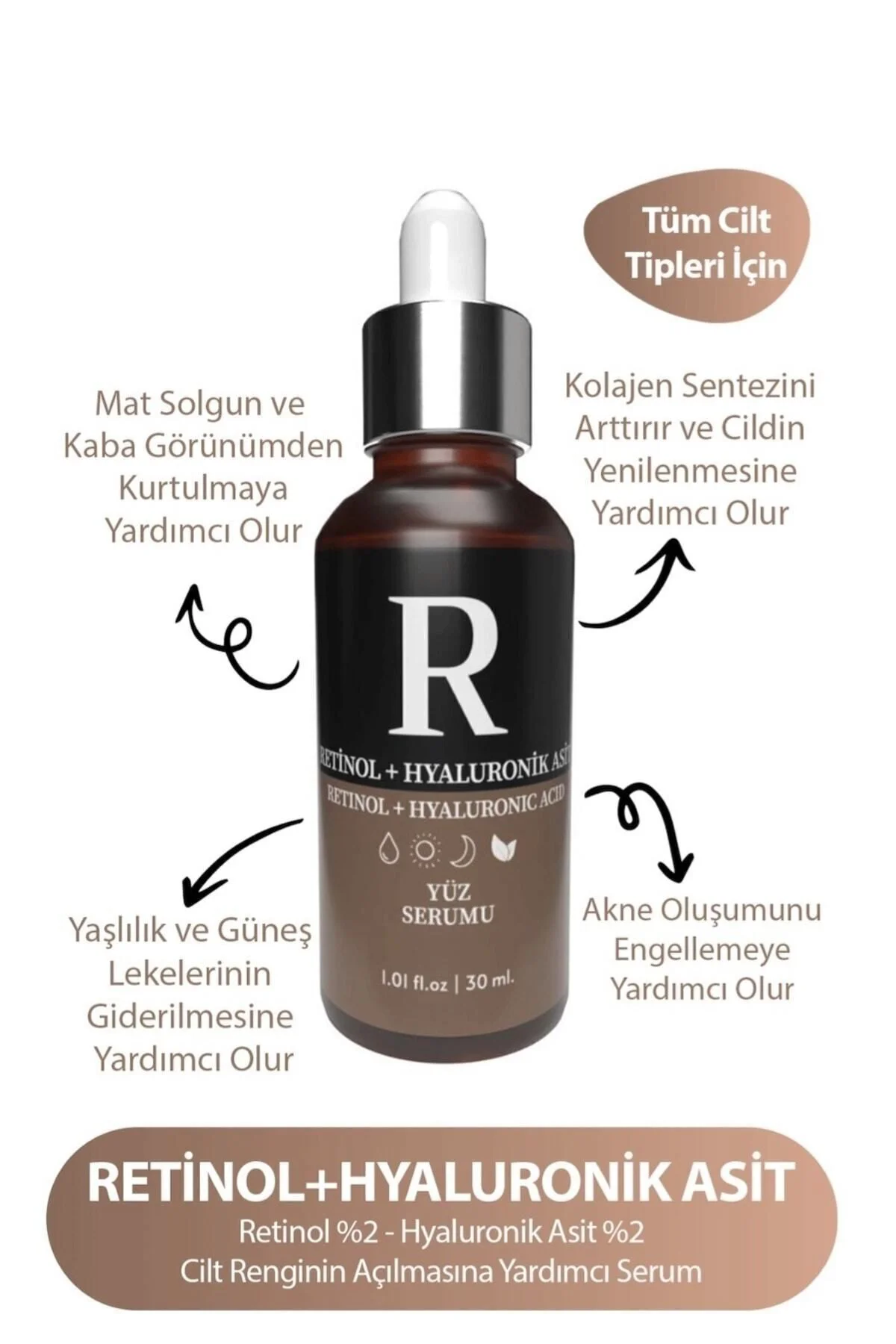Retinol Içeren Leke Ve Kırışıklık Karşıtı, Aydınlatıcı Ve Nemlend