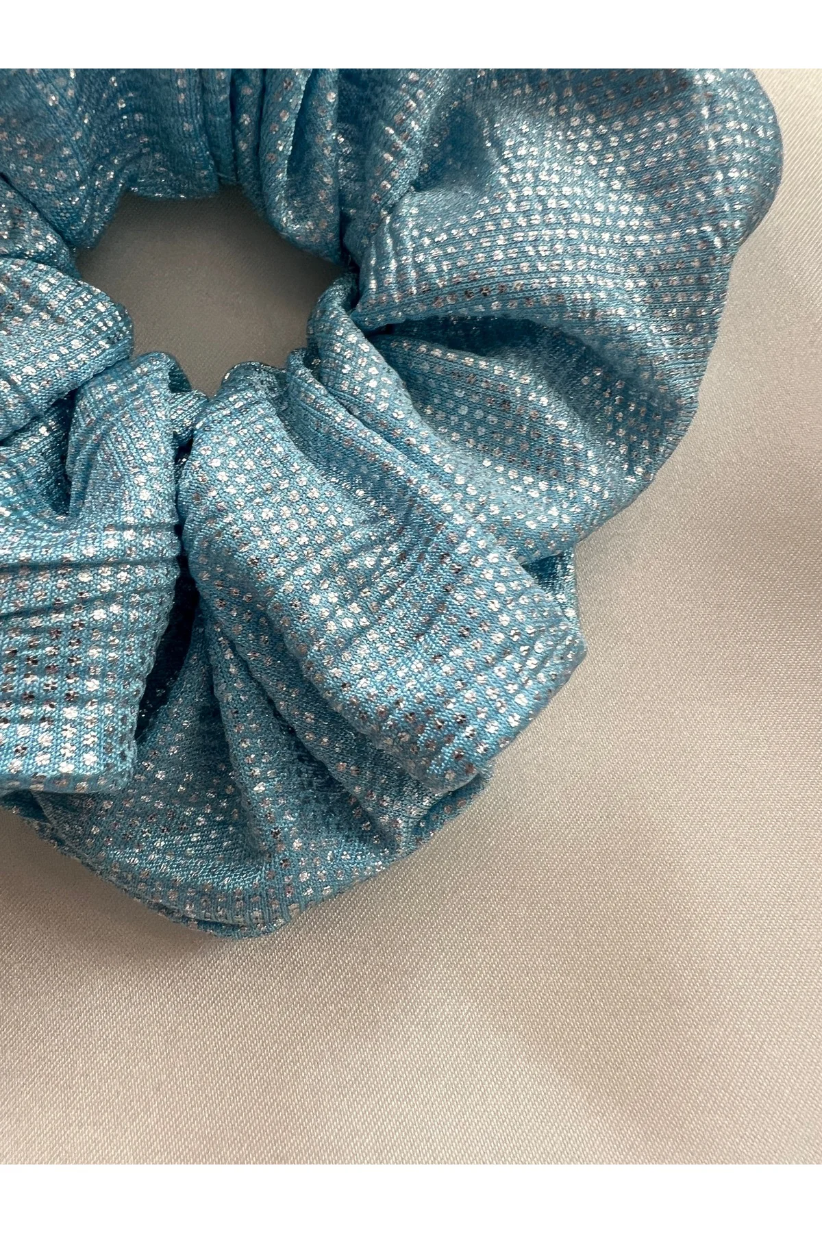 Retro 90s Party Blue Scrunchie Lastik Toka 90lar Toka