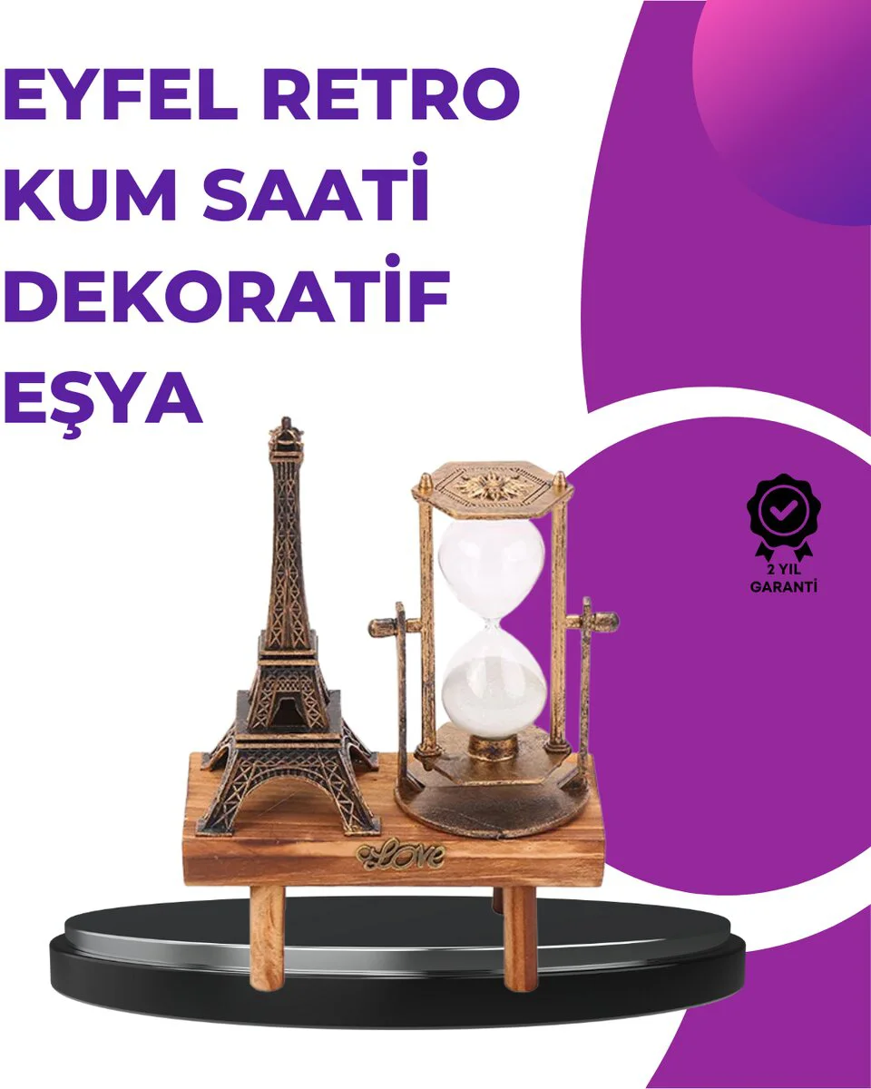 Retro Ahşap Kum Saati - Ev Ofis ve Kafeler İçin Dekoratif Zaman Göstergesi