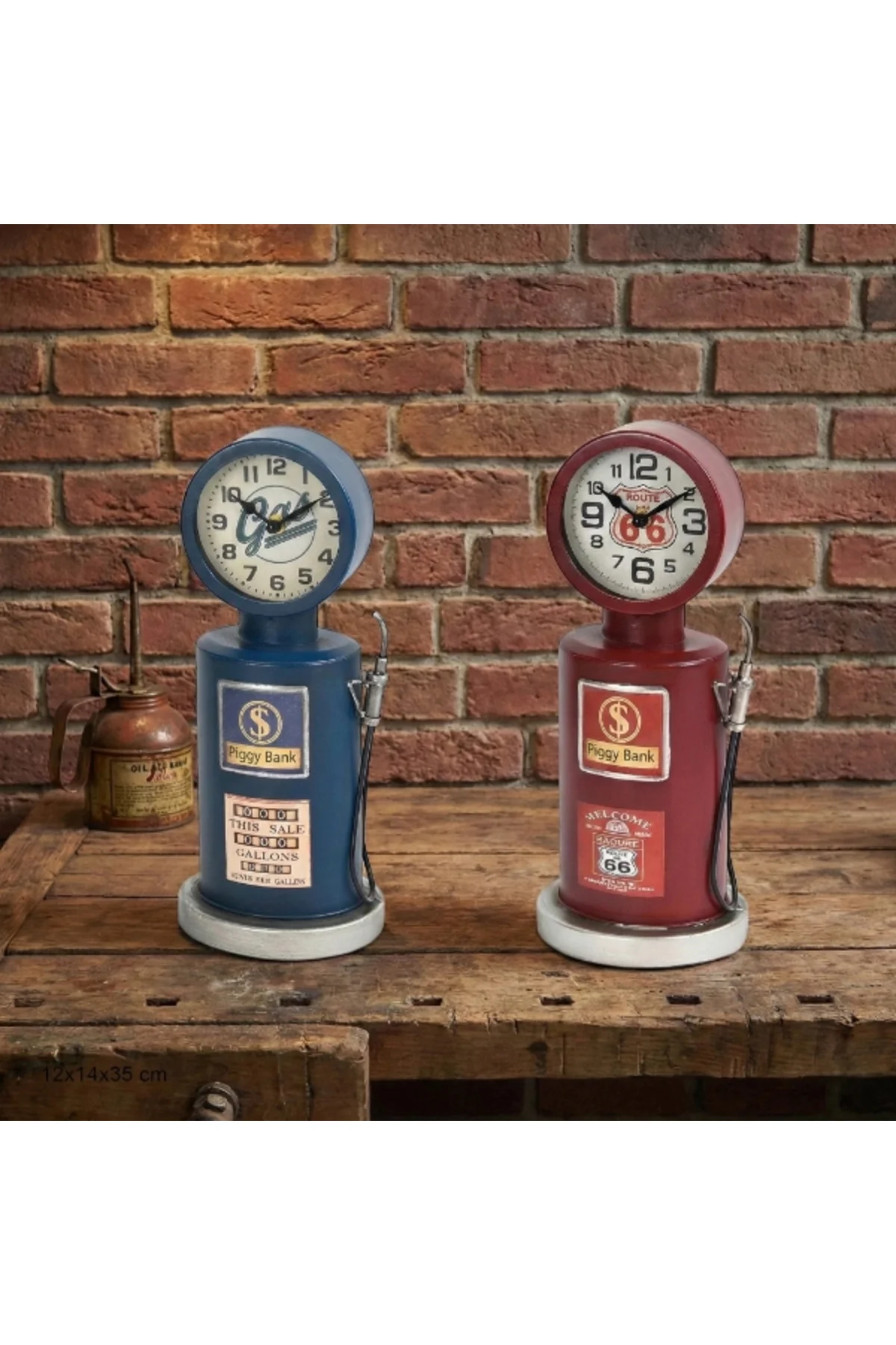 Retro Benzin Pompası Tasarımlı Masaüstü Saat Retro Benzin Pompası Tasarımlı Masaüstü Saat
