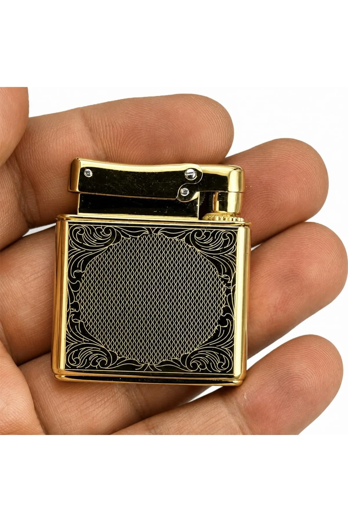 Retro Benzinli Muhtar Çakmağı - Tamamı Metal Kare Tasarım