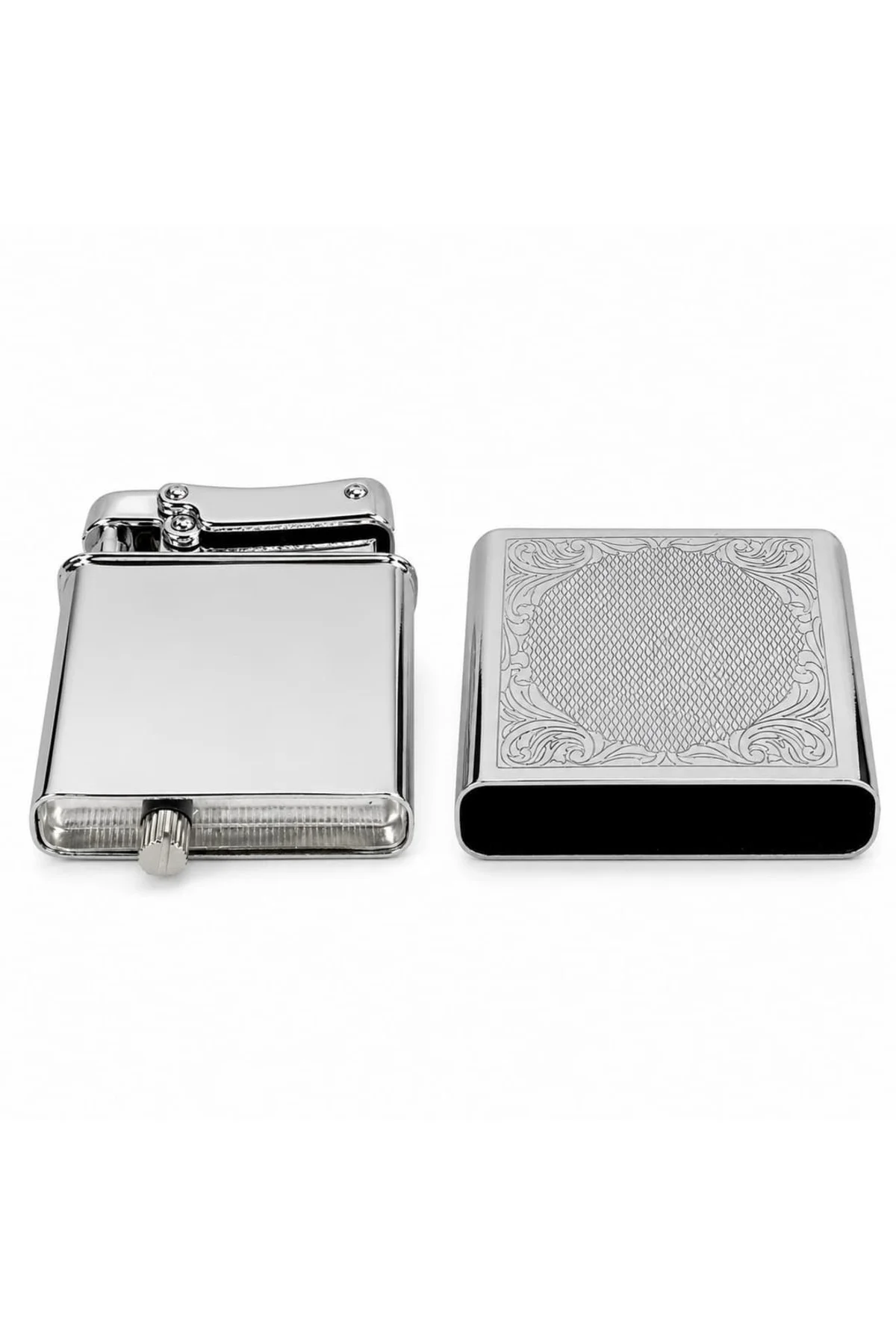 Retro Benzinli Muhtar Çakmağı - Tamamı Metal Kare Tasarım