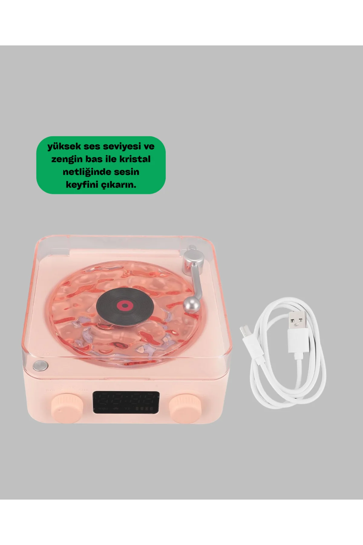 Retro Bluetooth Hoparlör – Yumuşak Gece Lambası ve Saat Göstergeli