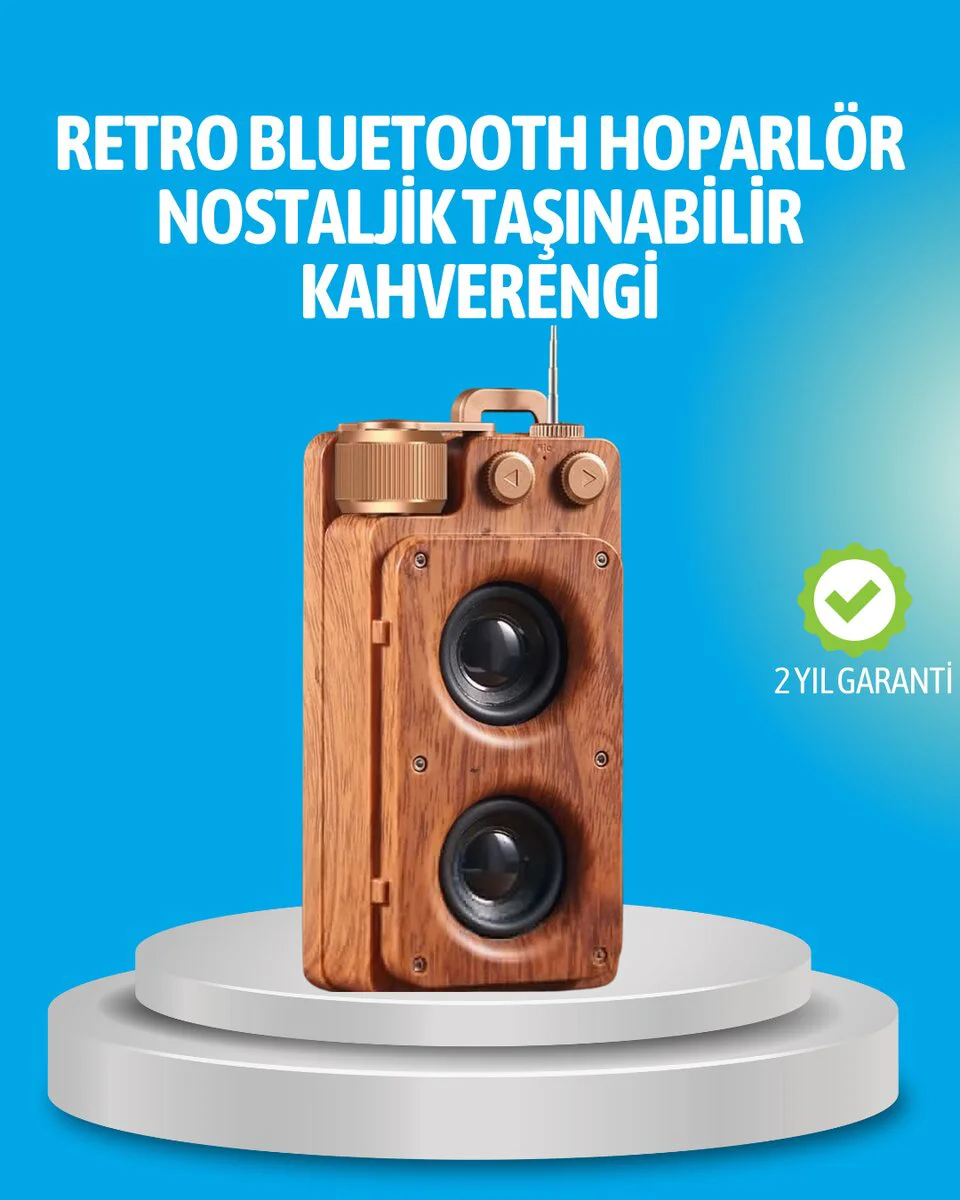 Retro Bluetooth Hoparlör Ahşap Görünümlü 5W Çift Stereo Ses Fiyatı, Yorumları ve Özellikleri
