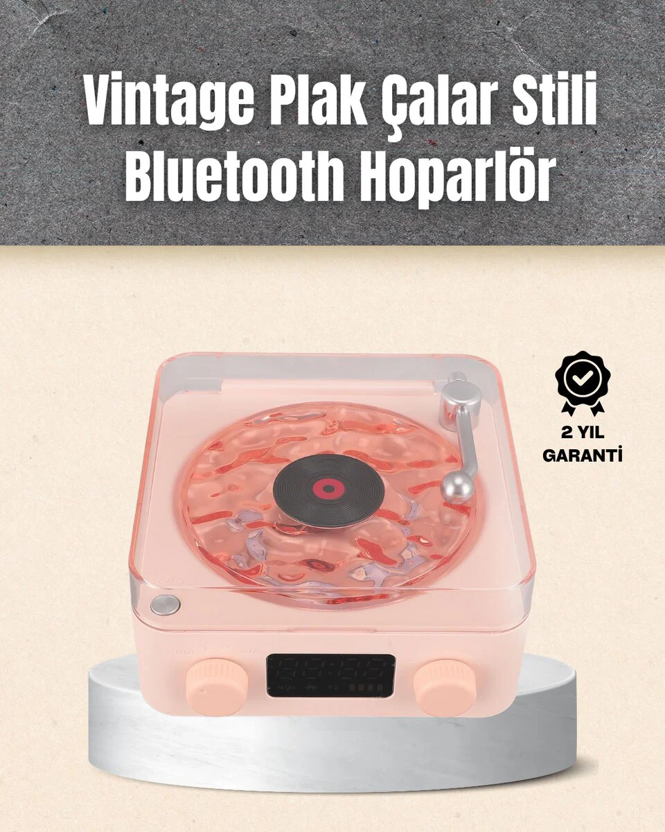 Retro Bluetooth Hoparlör: Yumuşak Gece Lambası ve Saat Göstergeli, Klasik Zarafet