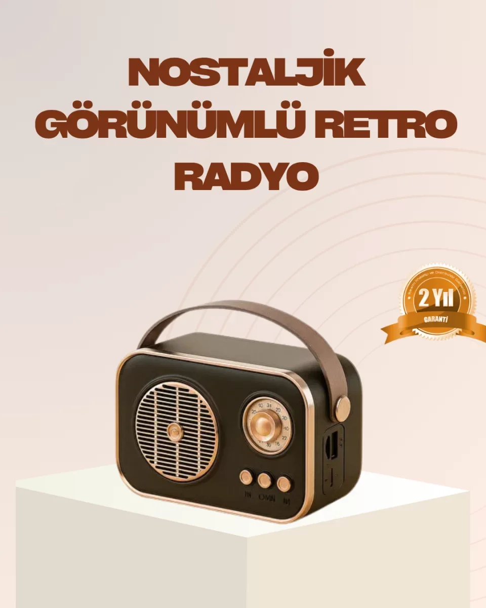 Retro Bluetooth Radyo – Nostaljik Tasarım, TF Kart ve USB Destekl