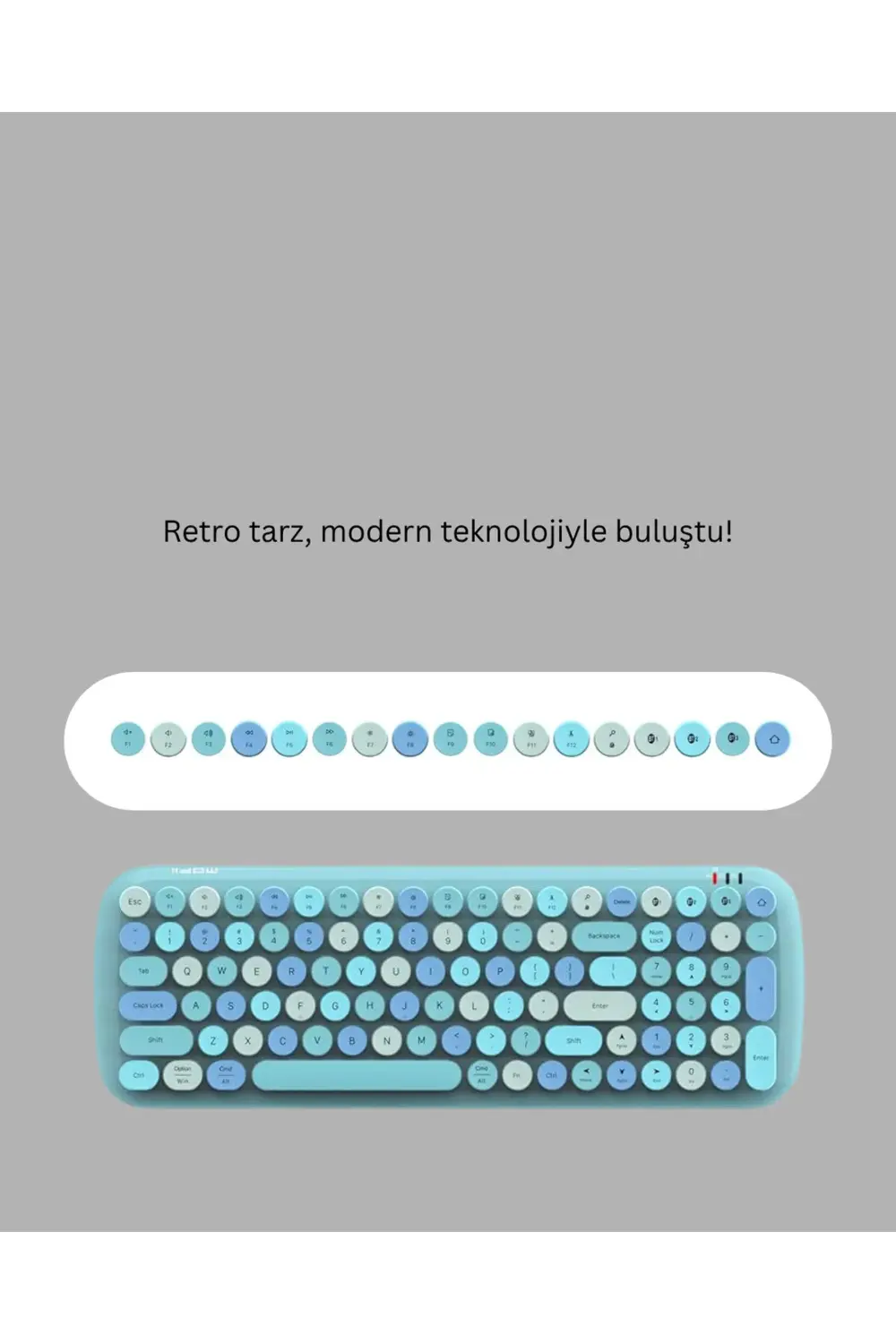 Retro Daktilo Stilli Kablosuz Klavye Mouse Seti – Sessiz ve Şık