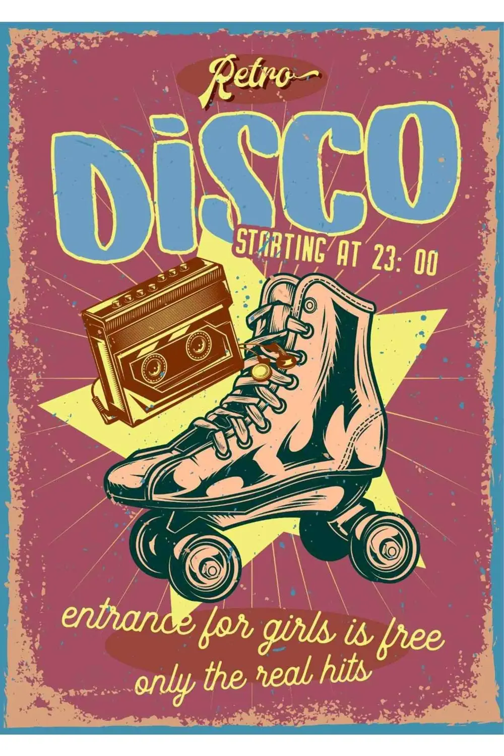 Retro Disco Ahşap Poster