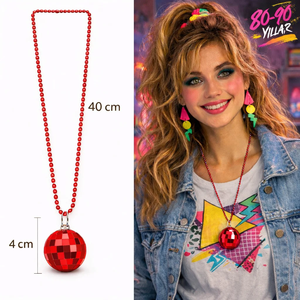 Retro Disko Topu Kolye - 80'ler 90'lar Parti Aksesuarı