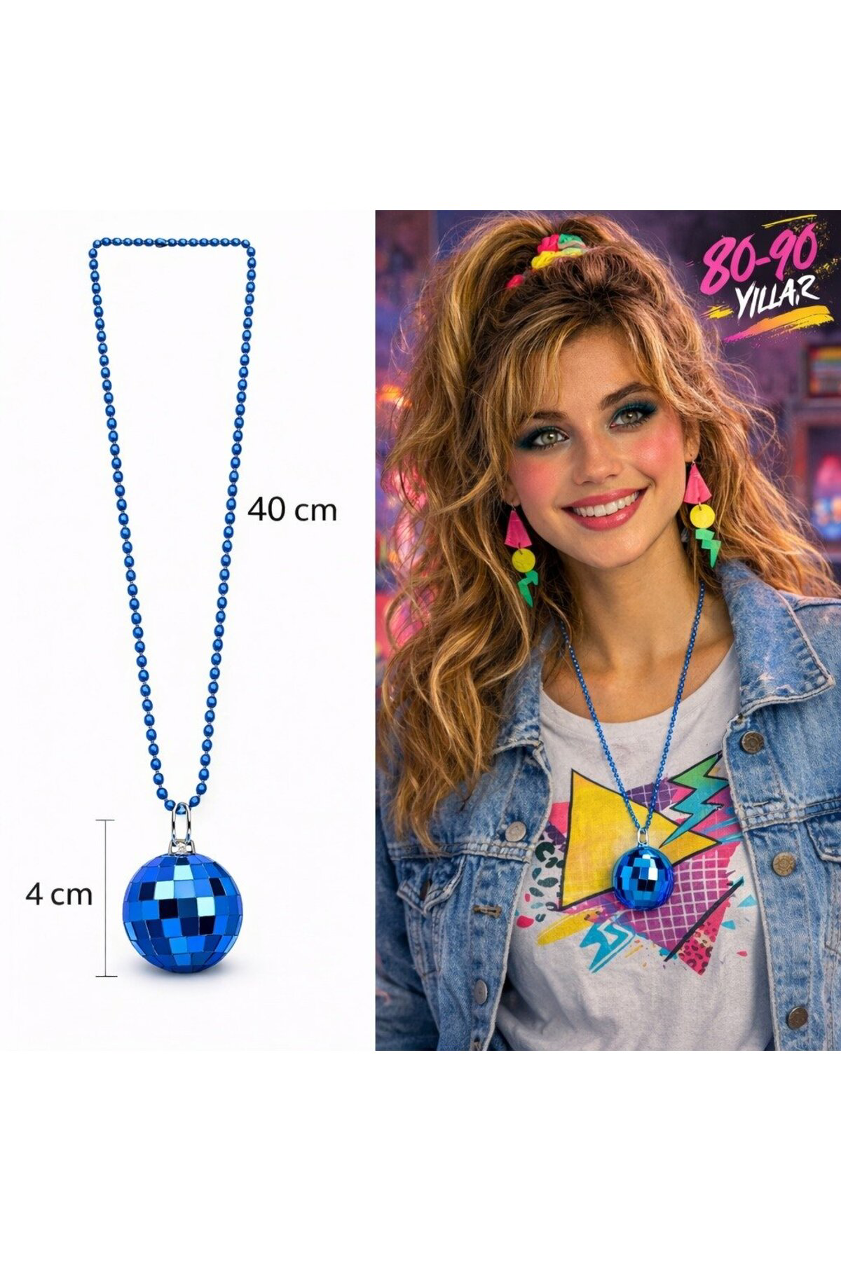 Retro Disko Topu Şekilli 80'ler 90'lar Mavi Renk Plastik 