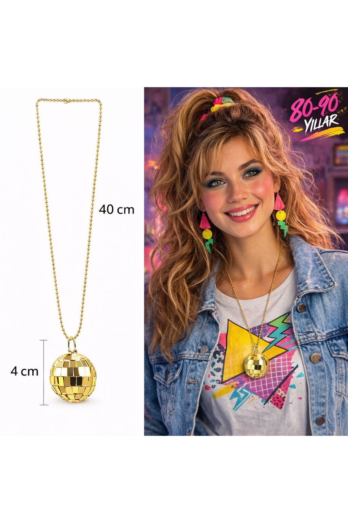 Retro Disko Topu Şekilli 80&amp;#39;ler 90&amp;#39;lar Altın Renk