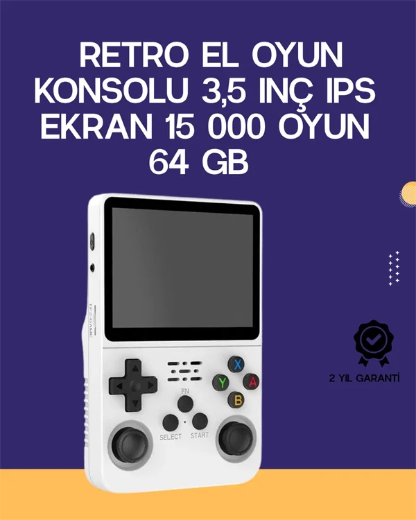 Retro El Konsolu 64 GB – 15.000 Oyun, Geniş Platform Desteği, 3.5
