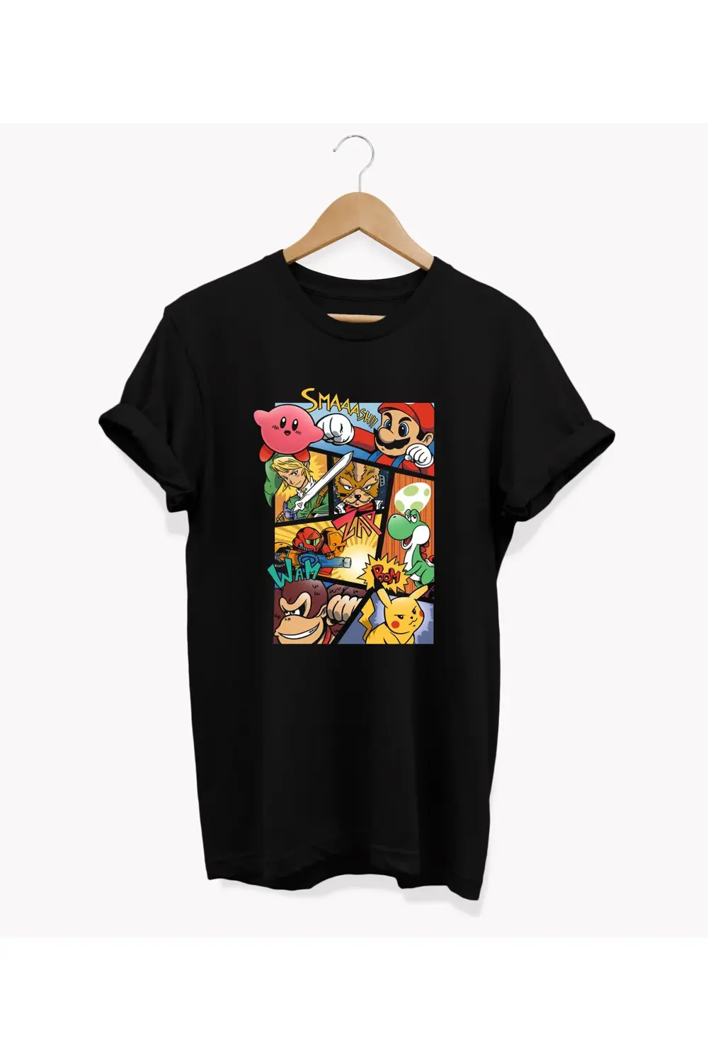 , Retro Games Baskılı, %100 Pamuk, Bisiklet Yaka, Oversize T-shir