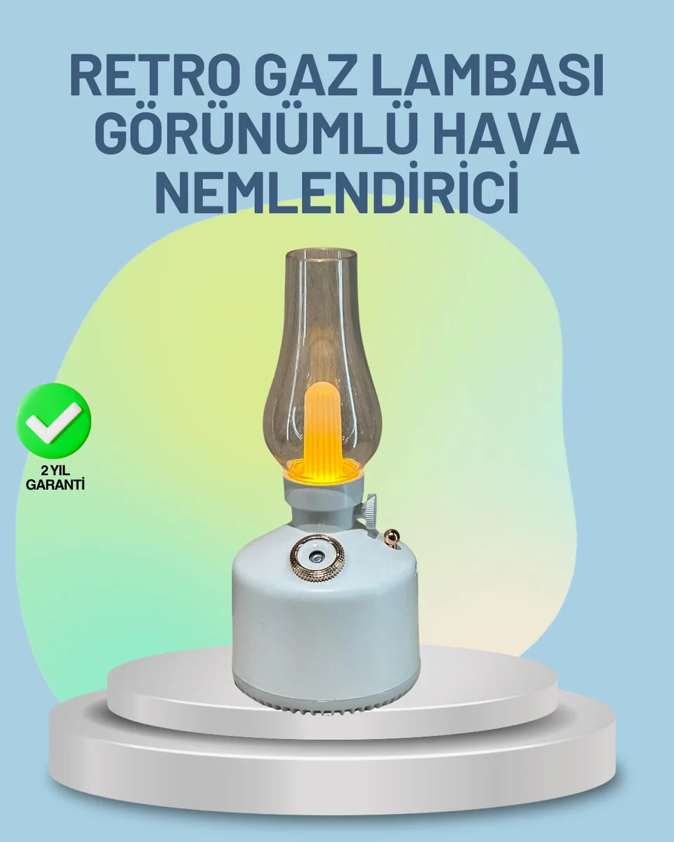 Retro Gaz Lambası Aroma Terapi Mist Maker - Renkli LED ve Kablosuz