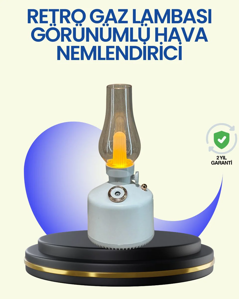 Retro Gaz Lambası Difüzör - 280ml Tanklı USB Şarjlı Aroma Nemlendirici ve Atmosfer Işıklandırma