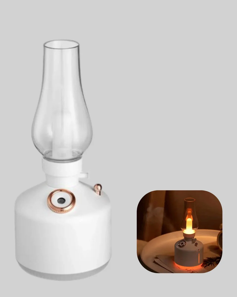 Retro Gaz Lambası Difüzör - 280ml Tanklı USB Şarjlı Aroma Nemlendirici ve Atmosfer Işıklandırma