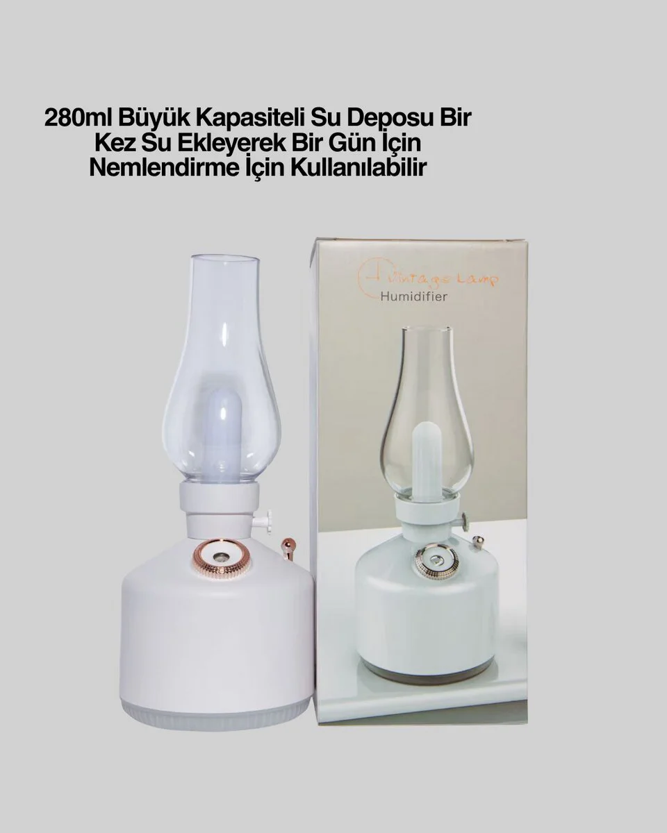 Retro Gaz Lambası Hava Nemlendirici - USB Şarjlı Led Işıklı Atmosfer Işıklı