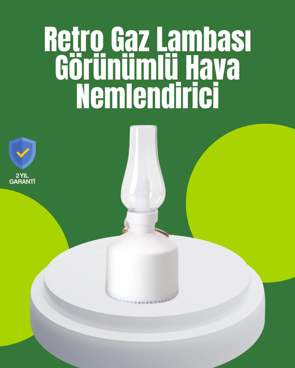 Retro Gaz Lambası Hava Nemlendirici - USB Şarjlı Led Işıklı Atmosfer Işıklı