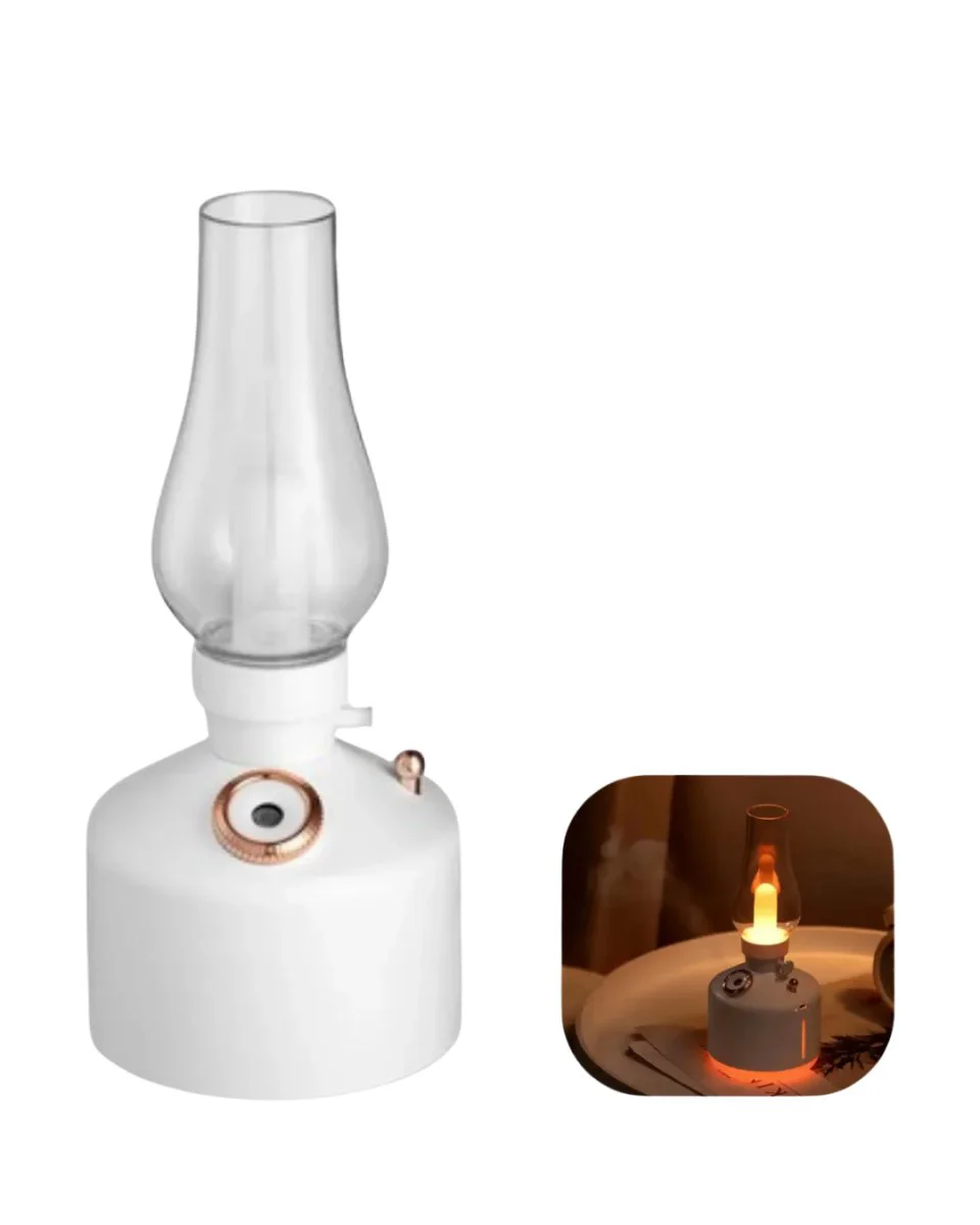 Retro Gaz Lambası Tasarımı USB Şarjlı Aroma Difüzörü 280ml Nano Mist Nemlendirici - LED Lambalı Dekoratif Cihaz