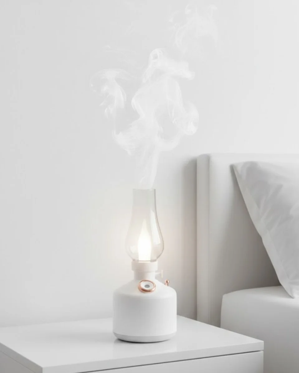 Retro Gaz Lambası Tasarımı USB Şarjlı Aroma Difüzörü 280ml Nano Mist Nemlendirici - LED Lambalı Dekoratif Cihaz