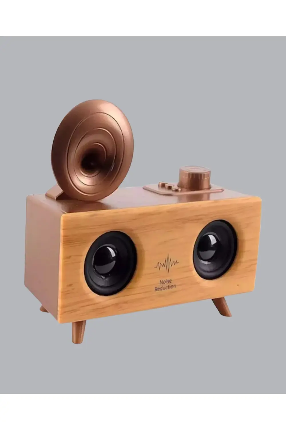 Retro Gramafon Bluetooth Hoparlör Çift Stereo Sesli FM Radyo Dest
