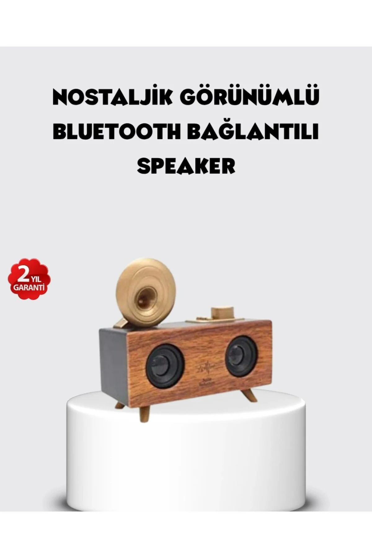 Retro Gramofon Tasarımlı Bluetooth Hoparlör – 3d Stereo Ses, 1800